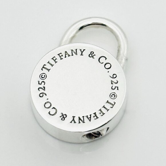 Tiffany & Co Sterling Silver Round Padlock Lock Charm Engravable - Picture 1 of 7